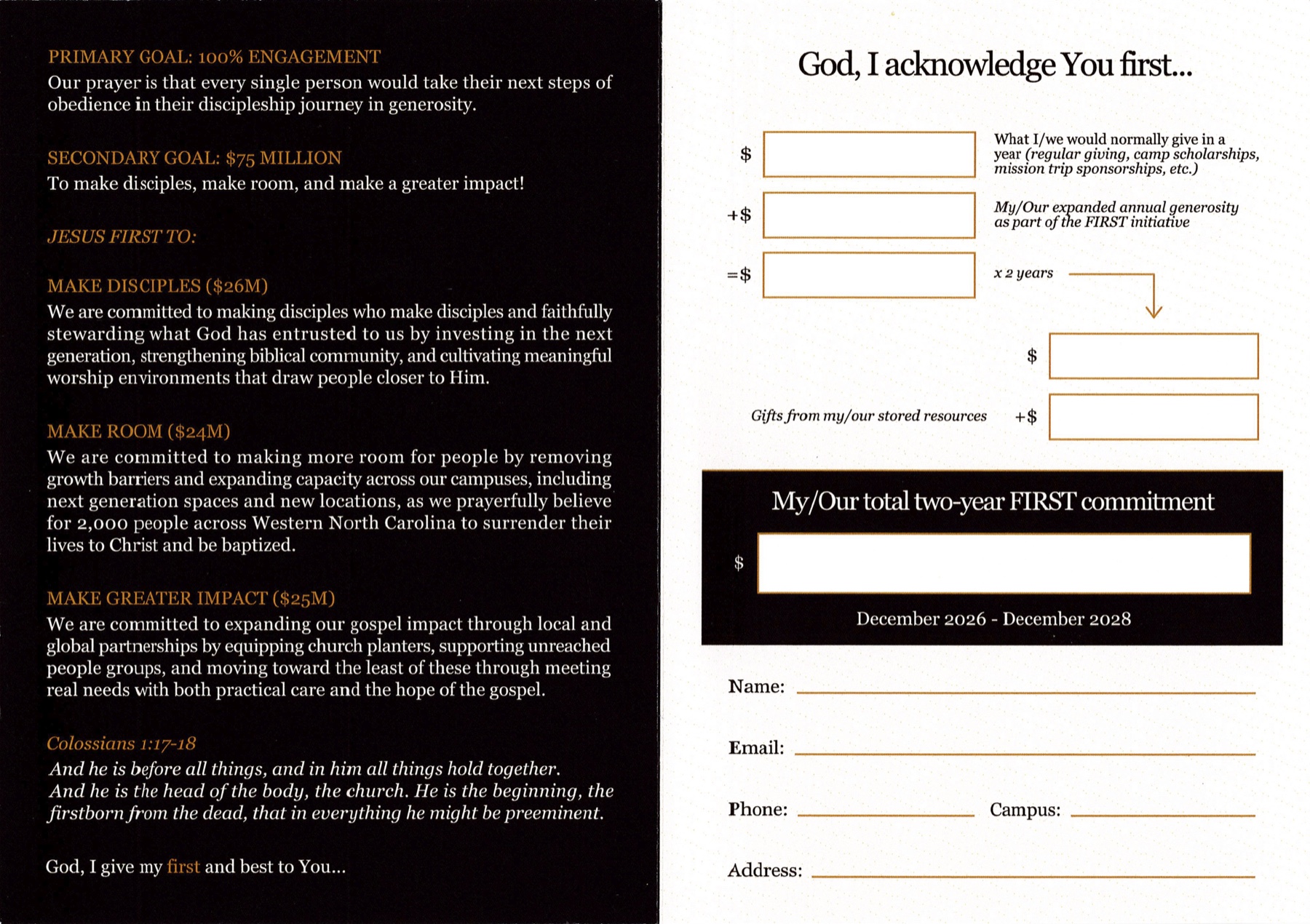 FIRST Initiative commitment card worksheet