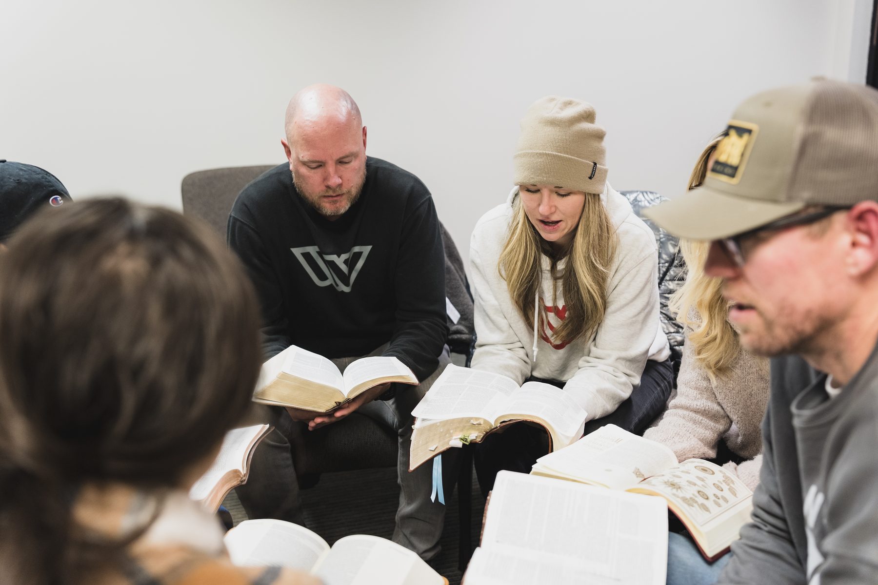 Small group reading Scripture together